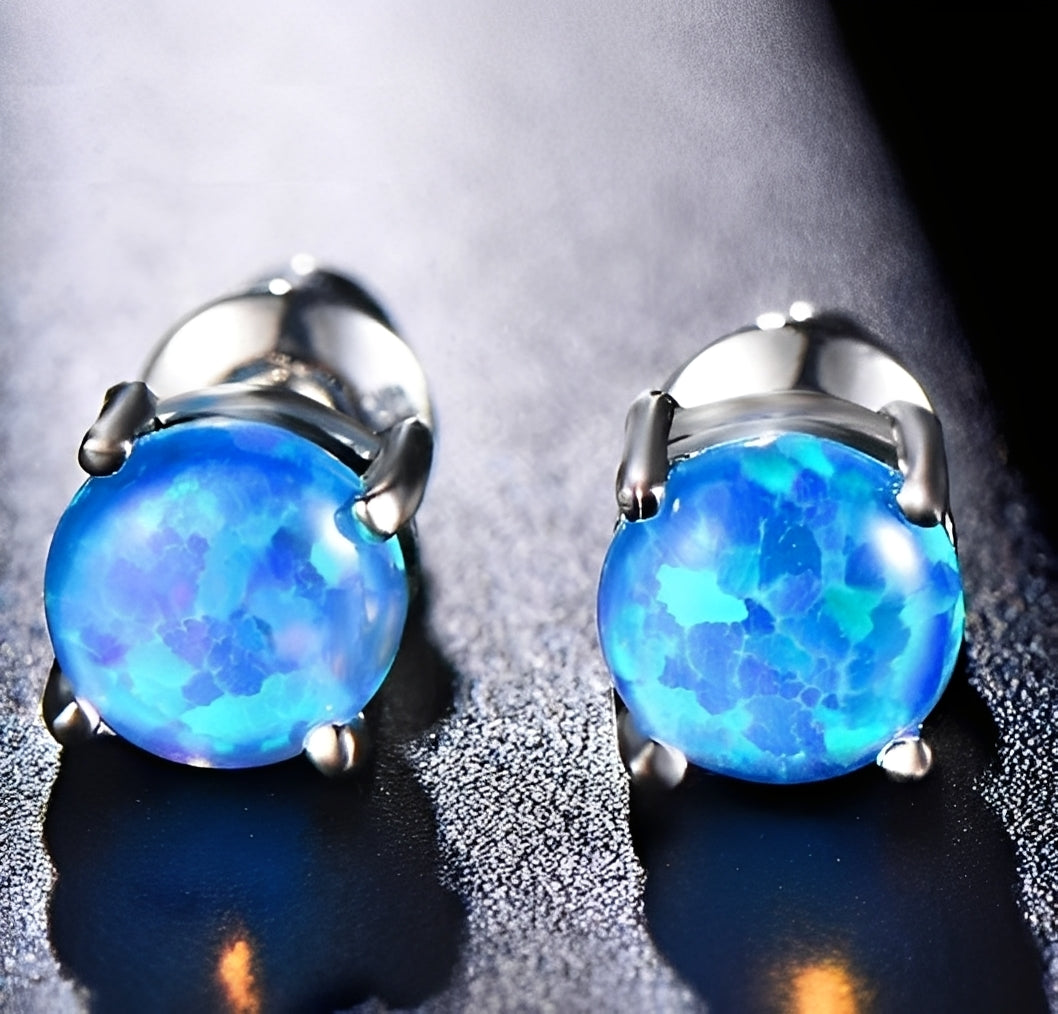 Camille – Elegant pin earrings in opal