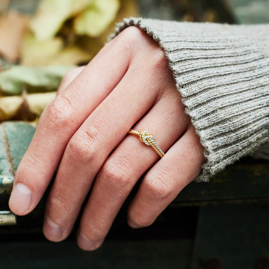 Angel rope knot ring - Gold and silver