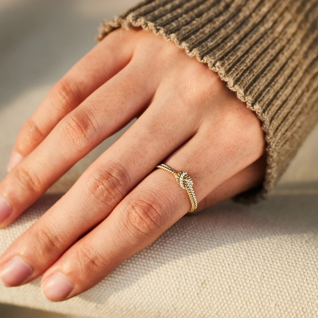 Angel rope knot ring - Gold and silver