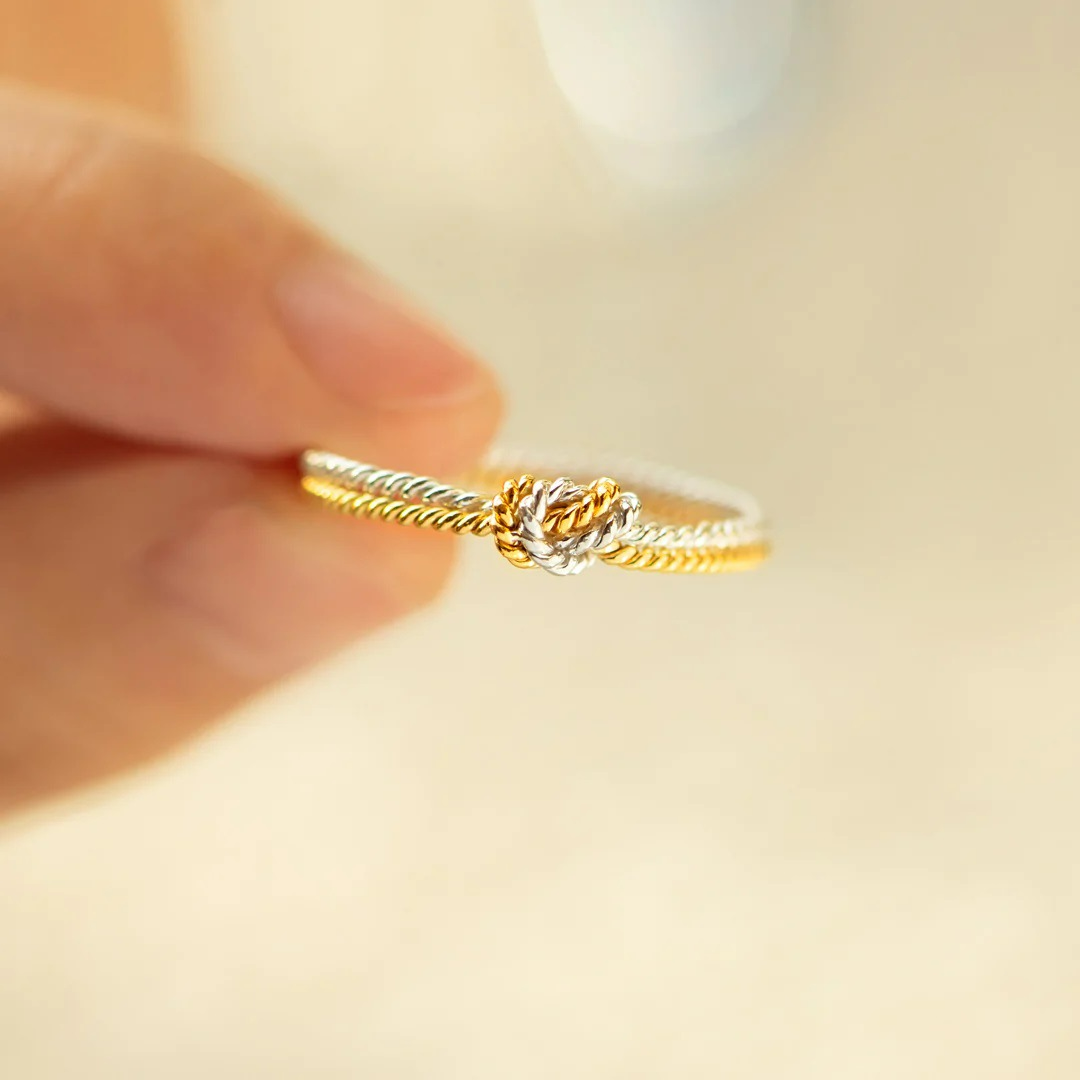 Angel rope knot ring - Gold and silver