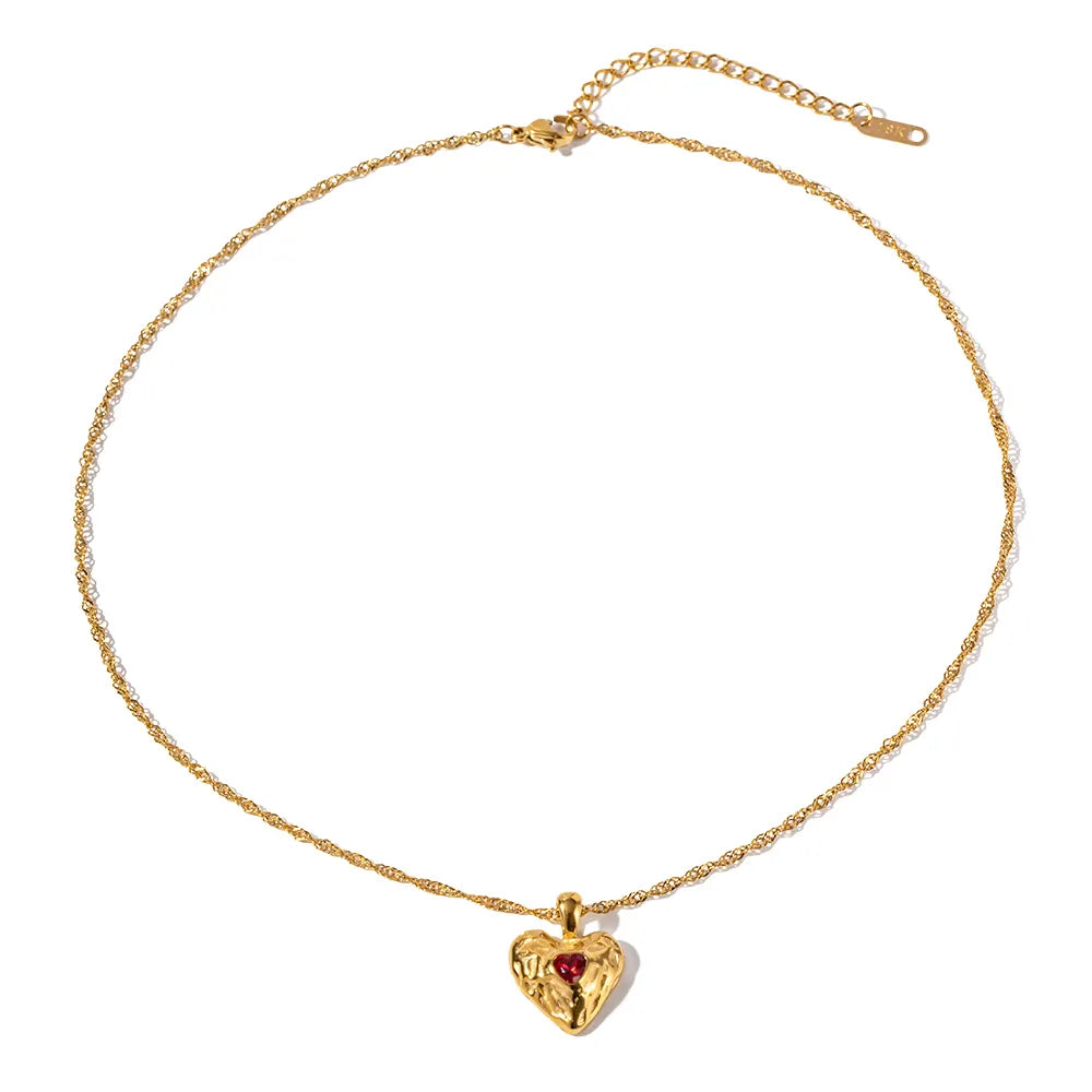 Vesper - Red Heart Necklace in Gold