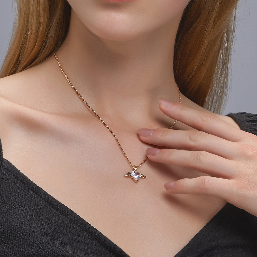 Love Wings Necklace - Hearts and Wings Chain