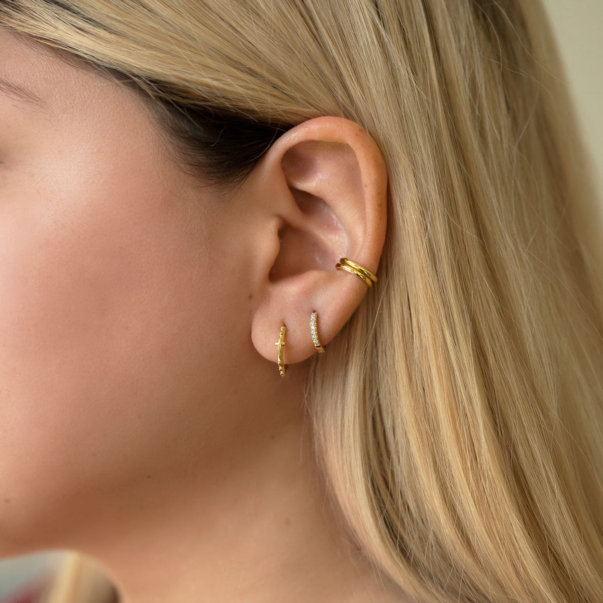 Thin Pavé Huggie Hoops