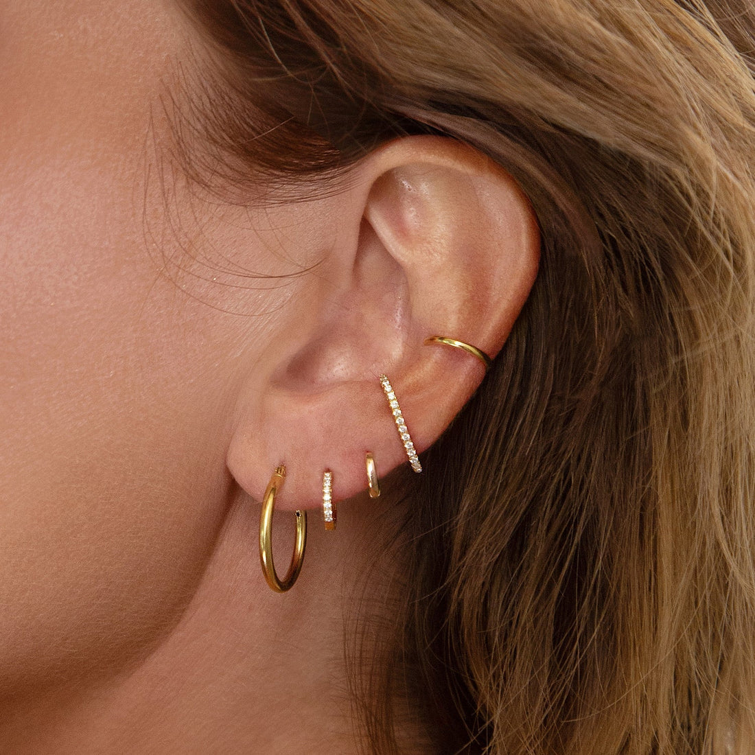 Thin Pavé Huggie Hoops