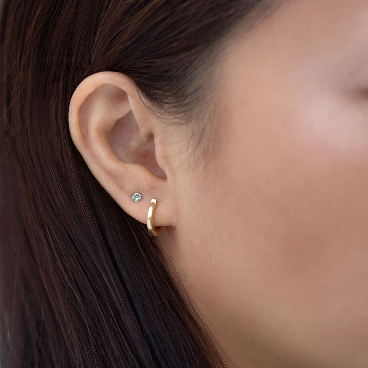 Tiny birthstone earrings (aquamarine)