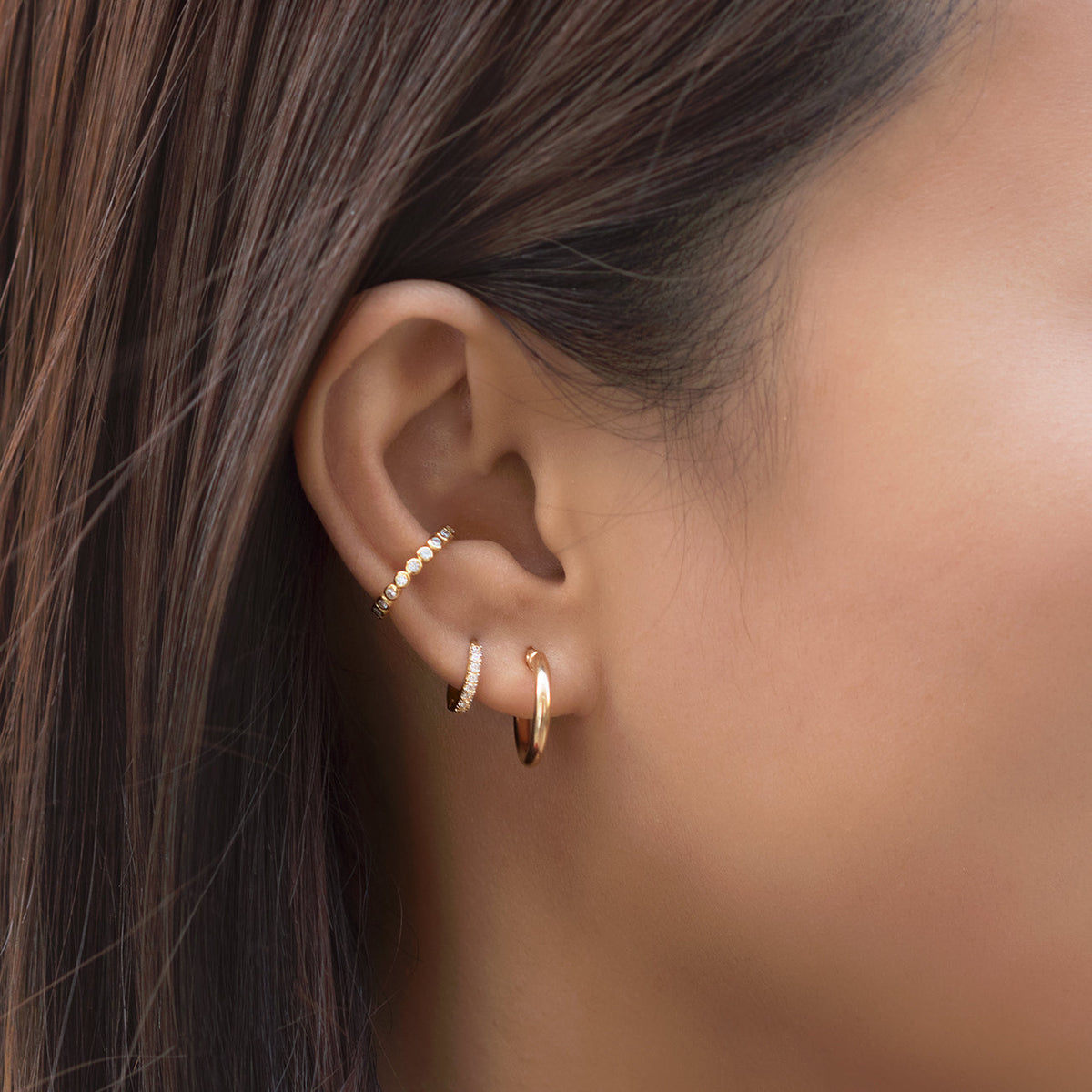 Thin Pavé Huggie Hoops