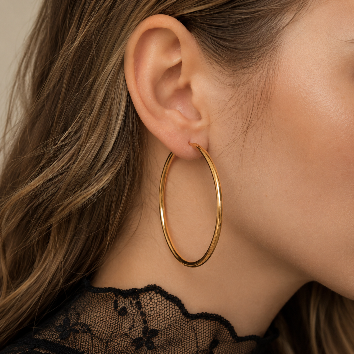 Bella - Large thin gold hoops