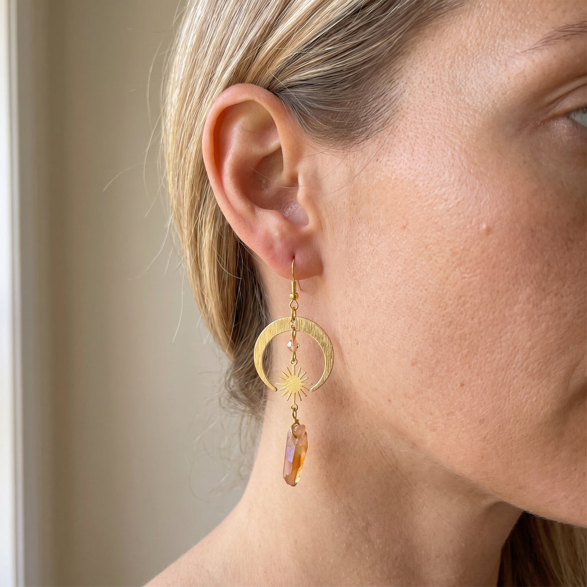 Homa - Half Moon Quartz Earrings