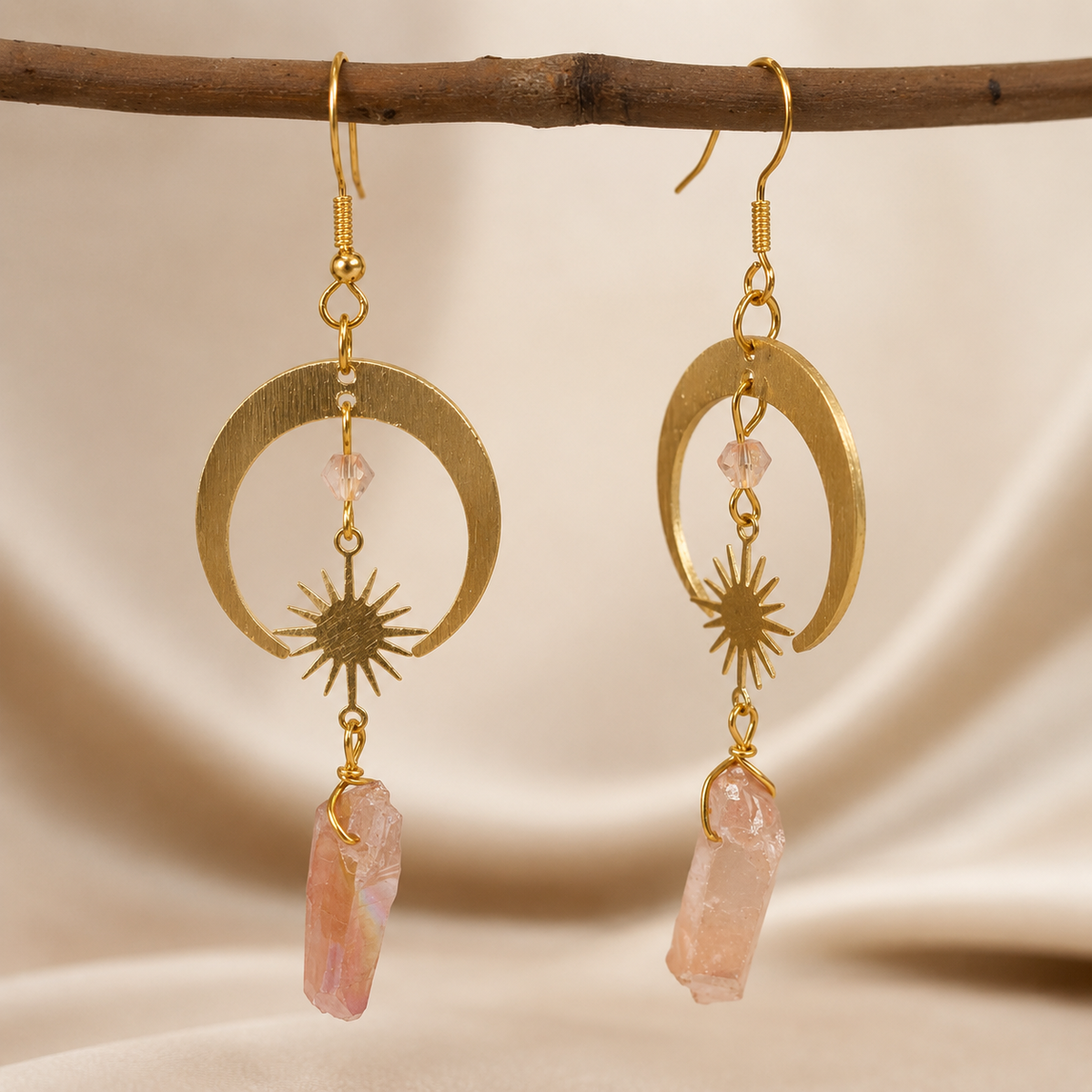 Homa - Half Moon Quartz Earrings