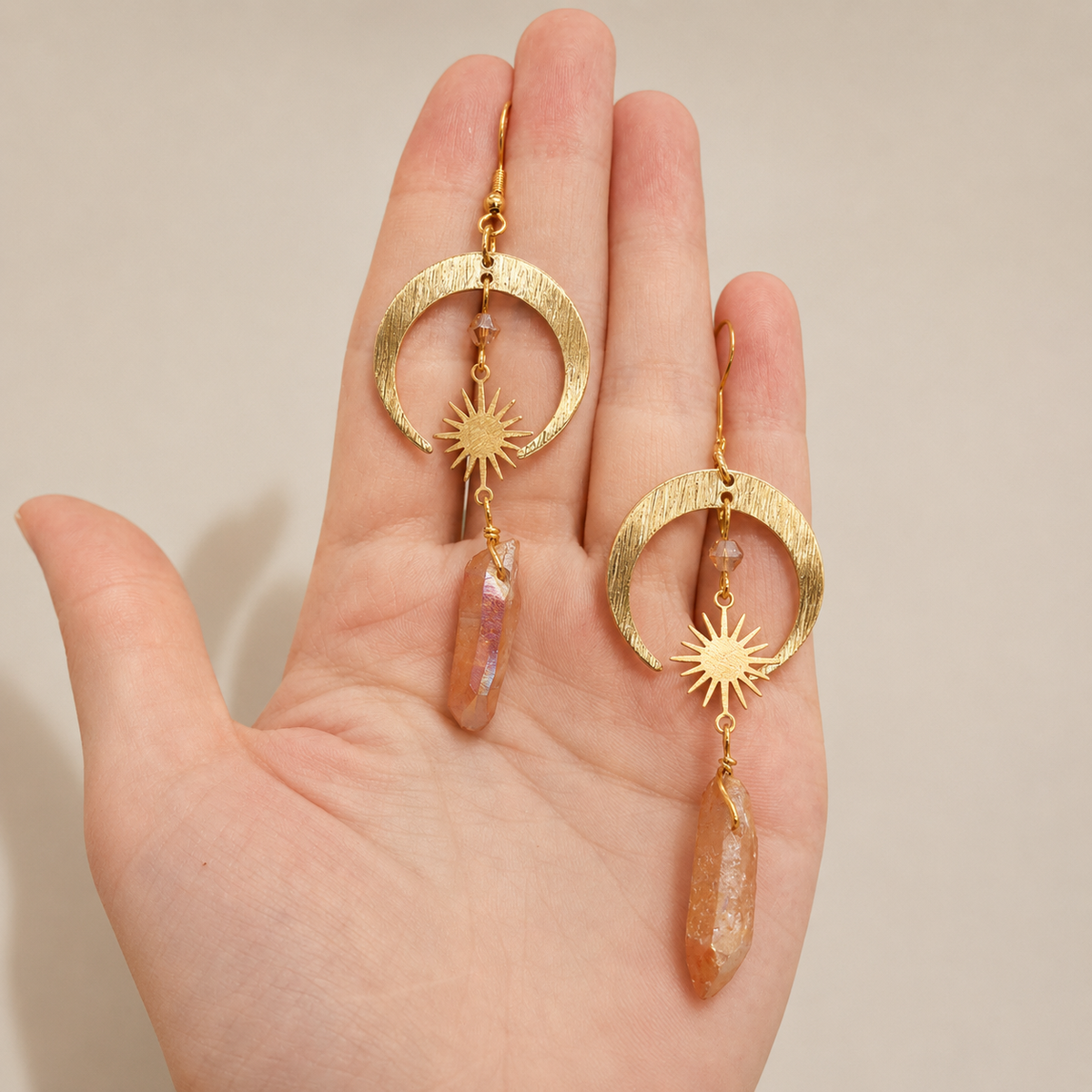 Homa - Half Moon Quartz Earrings