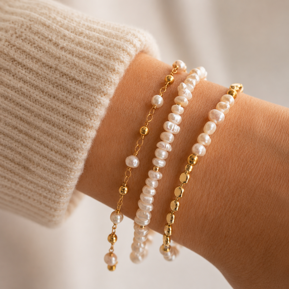 Siena - Pearl Bracelet with Disc Chain