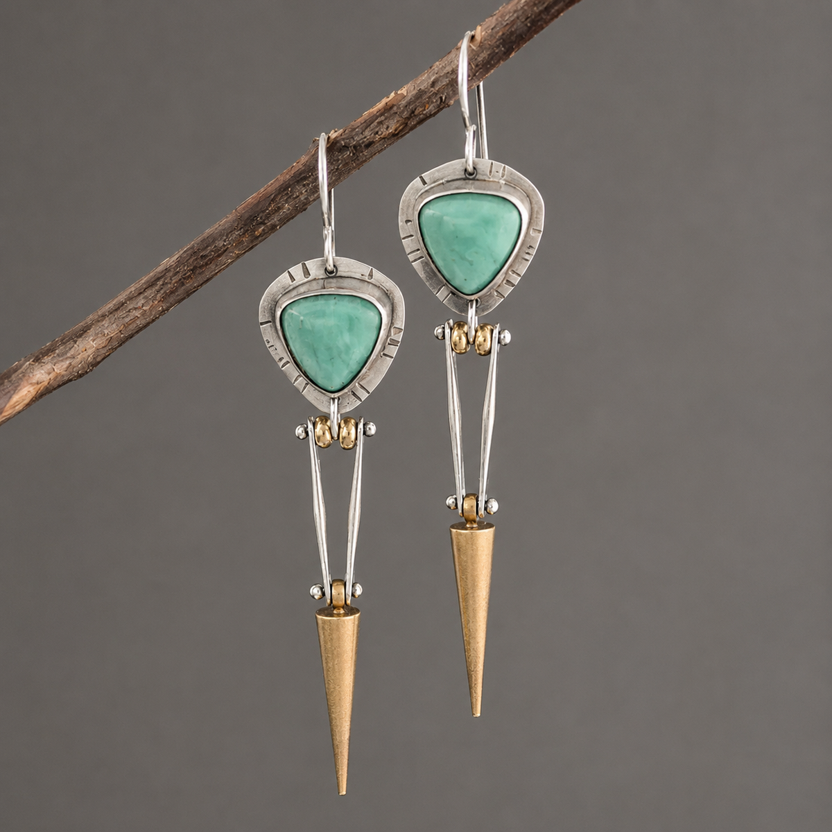Tahlia – Ethnic boho earrings with green resin stone