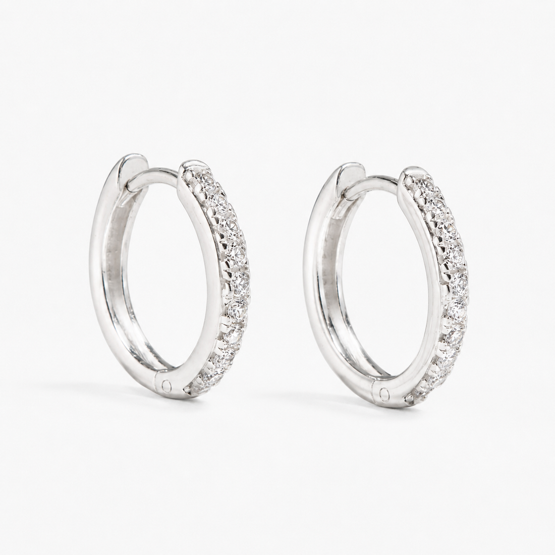 Manda - Silver Huggies with Tiny Pavé
