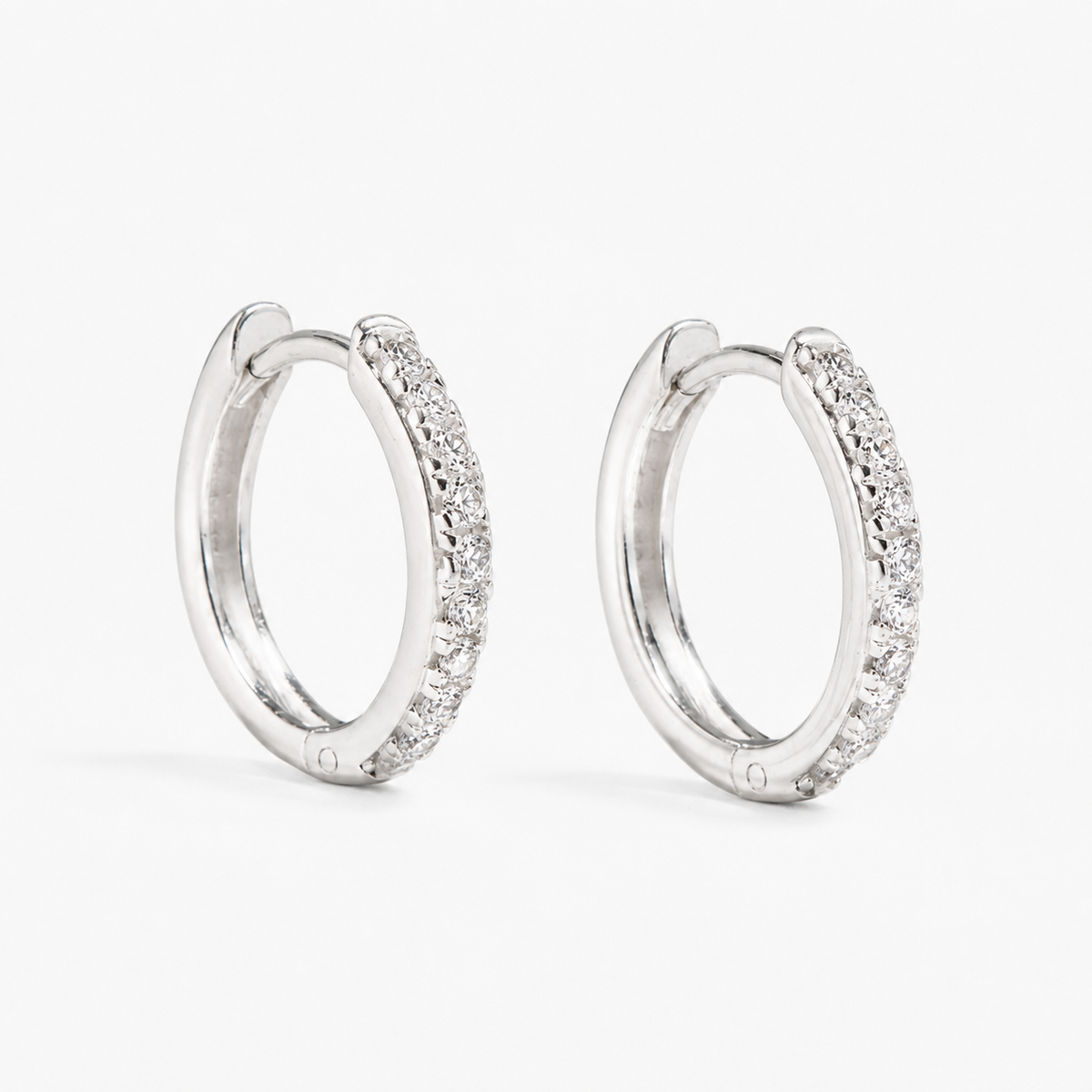 Manda - Silver Huggies with Tiny Pavé