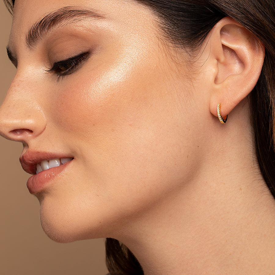 Small Huggies - Pave Hoops