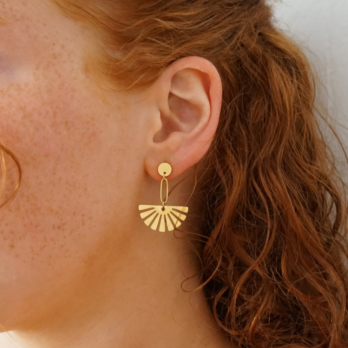 Floral Drop Earrings - Fan Shaped Earrings