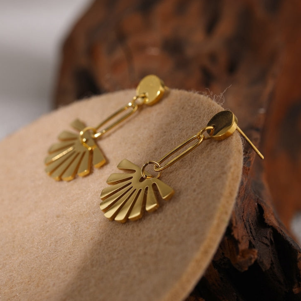 Floral Drop Earrings - Fan Shaped Earrings