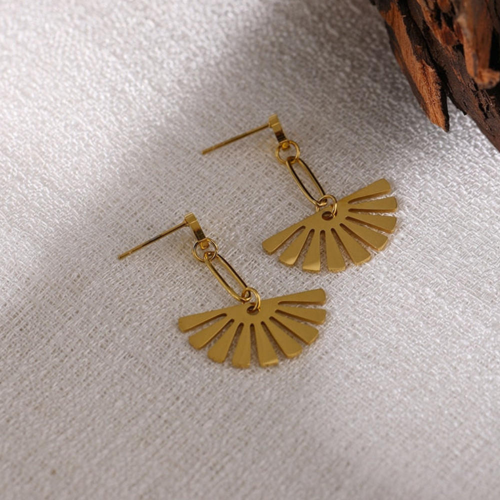 Floral Drop Earrings - Fan Shaped Earrings