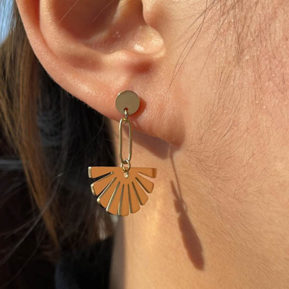 Floral Drop Earrings - Fan Shaped Earrings