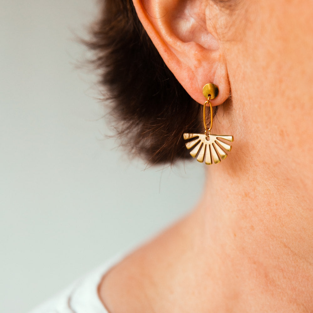 Floral Drop Earrings - Fan Shaped Earrings