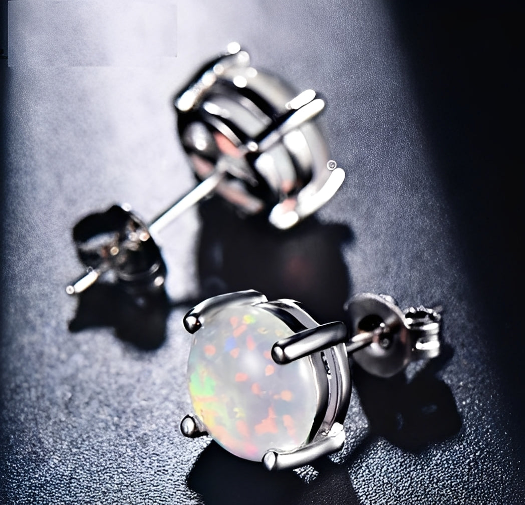 Camille – Elegant pin earrings in opal