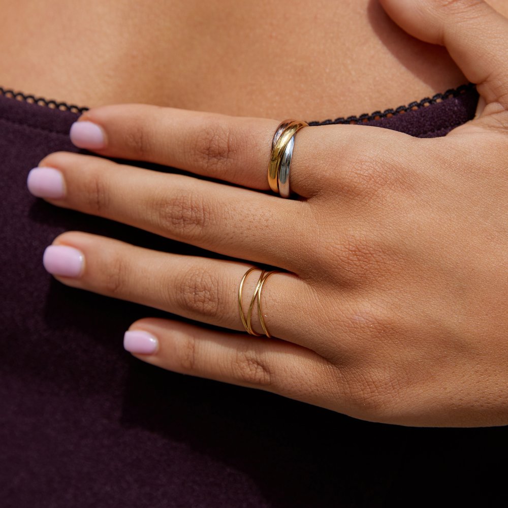 Elena – Elegant Triple Ring in Three Tones