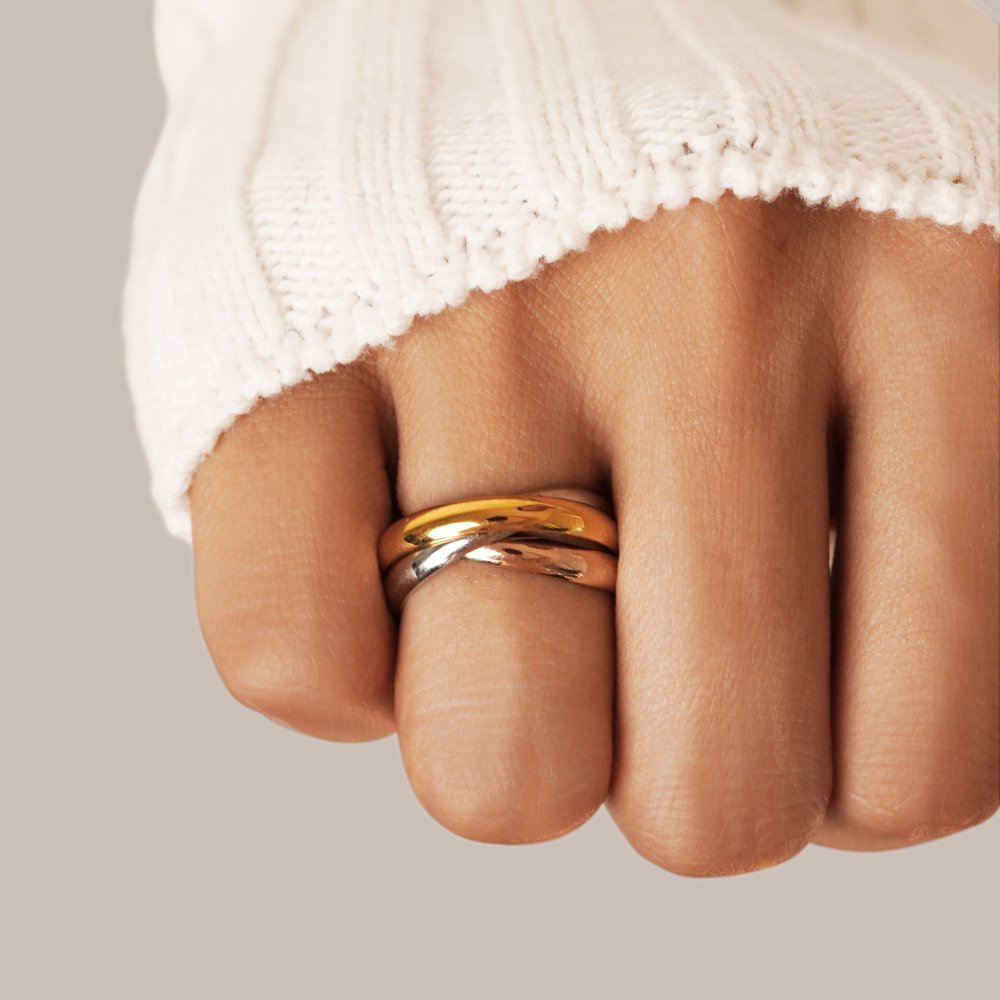 Elena – Elegant Triple Ring in Three Tones