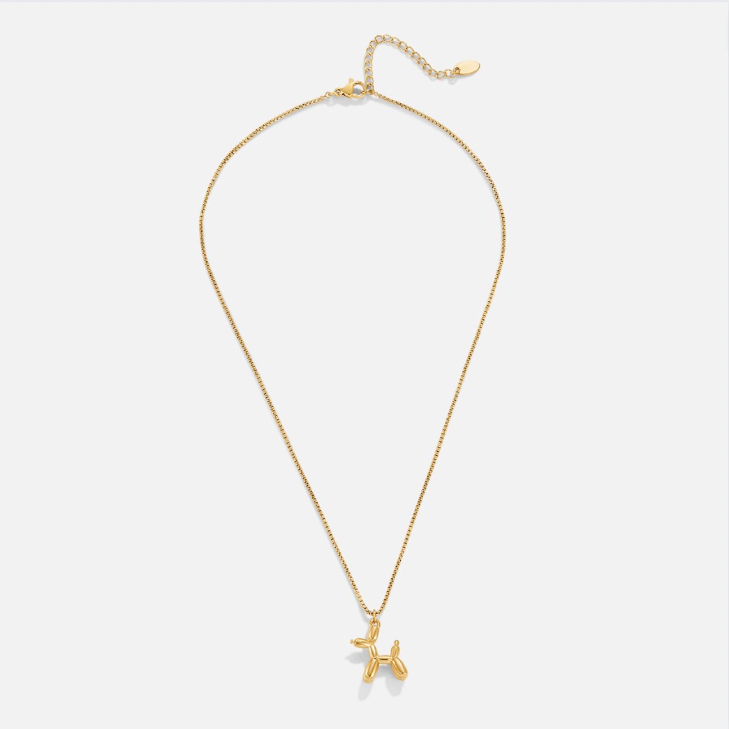 Nerina – Necklace with Dog and Golden Balloon Pendant