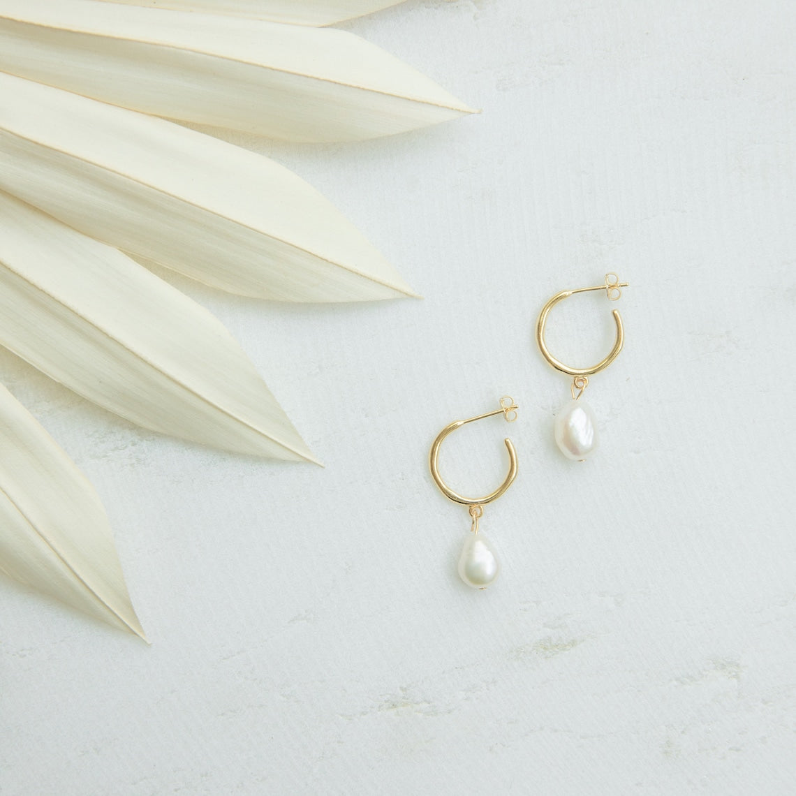 Hanging Pearl Rings - Pearl Earrings