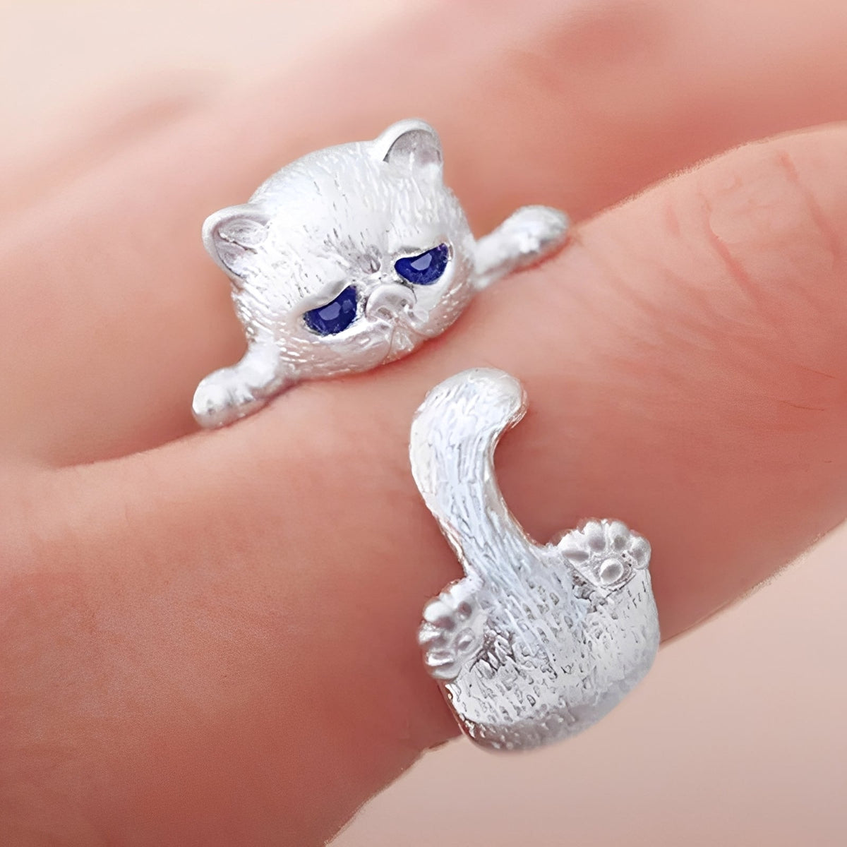 Louna – Fine silver cat ring