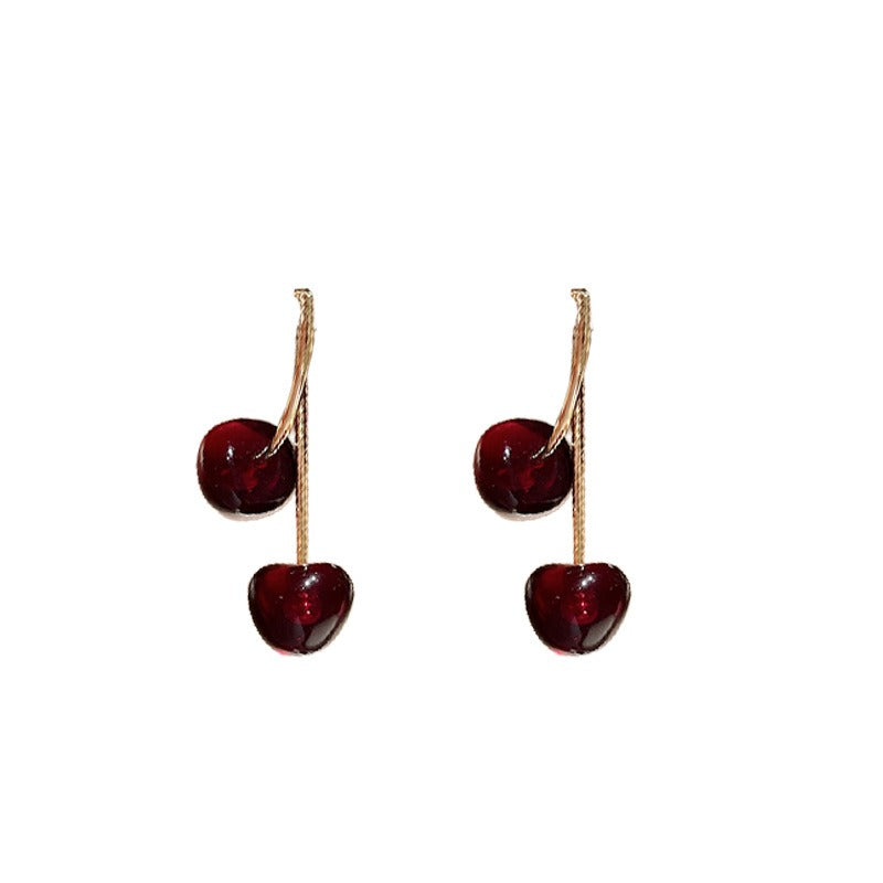 Cheri – Hanging gold cherry earrings